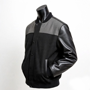 Fabricants de vêtements personnalisés Veste universitaire Letterman à manches en cuir PU pour hommes - Product Image 2