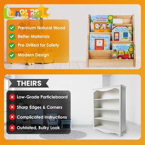 Estantería de Madera Montessori para Niños, Estante para Libros con Asa, Organizador de Almacenamiento de Libros de Madera Natural para Guardería y Sala de Juegos - Product Image 4