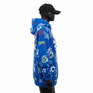 Sudadera Extra Grande para Mujer, Algodón Premium, Felpa de Poliéster, 320 GSM, Azul Suave, Estampado Completo, Logotipo Personalizado con Serigrafía, Sudadera Básica - Product Image 3