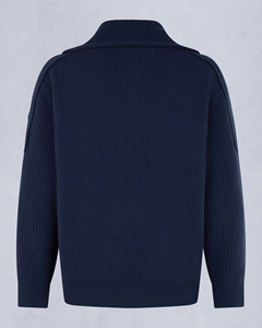 Customise OEM ODM Men's Navy Blue <b>Zip</b>-<b>Up</b> Knitted Wool Jacket Stand Collar Regular Fit Casual Winter Wear Manufacturer USA Sizes - Product Image 2