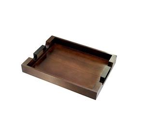 Plateau en bois massif en forme d'hexagone de haute qualité avec finition polie Design naturel unique et poignées de plateau écologiques - Product Image 1