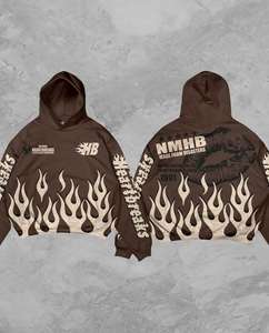 เสื้อมีฮู้ดผ้าคอตตอนสไตล์ฝรั่งเศสสำหรับผู้ชายเสื้อแนวสตรีทแวร์ผ้าคอตตอน100% กันแดดสำหรับ3D ปักลาย - Product Image 4