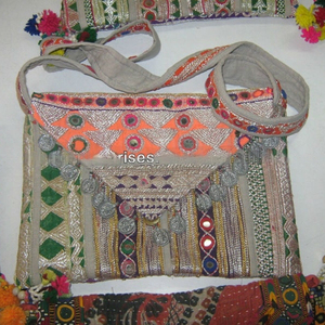 Décorations Fermeture à glissière Type Designer Grande Capacité Banjara Sacs Jute Matériel avec Perle Broderie Perles Sac - Product Image 1