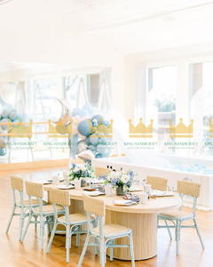 Top Vente Table et chaises en rotin ovale naturel pour enfants et enfants-Ensemble de location de fête - Product Image 3