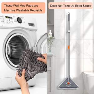 Serpillière murale à manche Long, nettoyeur mural à plinthes, serpillière rotative 360 avec tige d'extension - Product Image 2
