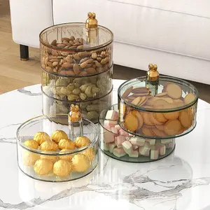 Best selling Decorative Transparent Round Round Plate ,Candy Box with Dried Fruits Divided Dessert Cookies Serving Dishes Tray