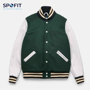 Chaqueta Universitaria, Chaqueta Deportiva de Béisbol, Chaqueta de Lana con Mangas de Cuero Puro, Chaqueta de Baloncesto Unisex de Primera Calidad para Hombre - Product Image 1