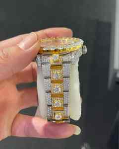 Montre Homme Élégante en Acier Inoxydable, Mécanique, Analogique, Sportive et Professionnelle, avec Diamants Moissanite, Verre Argenté, Entièrement Sertie, Style Hip Hop - Product Image 3