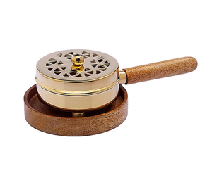 Brass <b>Incense</b> Burner With Wood Handle Temple & Church Religious Activity Doing Censer Premium <b>Incense</b> Burner Hot Sale Price - Product Image 3