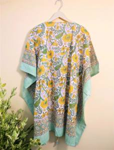 Caftan en pur coton indien imprimé floral Maxi Robe avec jupe vêtements d'été cadeau parfait pour elle 1 pièce - Product Image 6