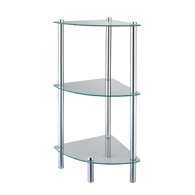 Amazon EBay Wholesale Taiwan Home Storage Furniture Manufacturer Housewares 3 Tier Glass Triangle Bathroom Corner Shelf Stand