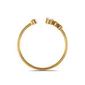 0.12 CT เพชรธรรมชาติ14K 18K แหวนเปิดสีขาวโรสเหลืองทองปรับได้สองเม็ดเพชรขายส่งแหวนทอง - Product Image 2