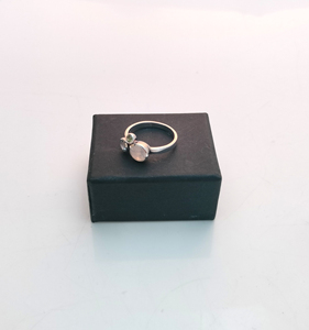 Bague en argent sterling 925 avec pierre de lune arc-en-ciel et topaze bleue, forme ronde, bijoux en argent pour femmes, bijoux de mariage - Product Image 2