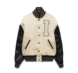 Chaqueta de bombardero universitaria con mangas de cuero y forro acolchado personalizado, chaqueta universitaria de lana de béisbol, chaquetas con letras de chenilla bordadas - Product Image 6