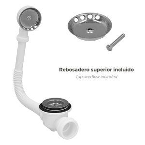 Sifone per Vasca da Bagno con Troppopieno e Uscita Regolabile 1 1/2 - Product Image 5