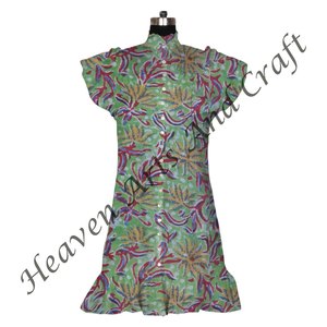 Vestido gitano Hippie de algodón con estampado bohemio para mujer para fiestas, ropa de fiesta transpirable para mujer, Top tipo túnica - Product Image 4