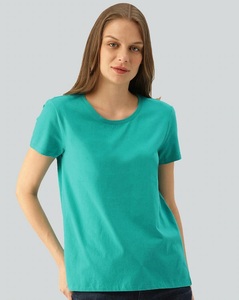 Nuevas camisetas casuales de estilo Vintage de gran tamaño para mujer, algodón ecológico, transpirable, teñido liso a granel - Product Image 6