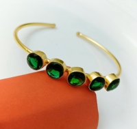 Bracelet en laiton avec 5 pierres précieuses émeraudes, bijoux indiens élégants vintage pour femmes