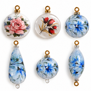 Adornos Navideños Florales Pintados a Mano, Decoraciones de Lujo para Árboles de Navidad con Rosas de Cristal, Adornos Personalizados para las Fiestas - Product Image 5