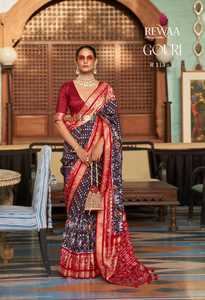 La migliore collezione sari camicetta Patola Shari stampata a mano in morbida seta abbigliamento etnico indiano fornitore di moda donna da Surat India - Product Image 3