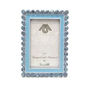 HOME DECORATION SILVER BLUE JEWELS METAL PHOTO FRAME 2X3