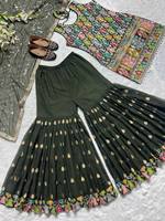 Conjunto Sharara Negro Elegante para Mujer de Antra Lifestyle, Salwar de Primera Calidad, Protección Solar, Ideal para Fiestas, Sin Arrugas, Tela Sintética Resistente