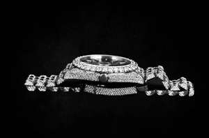 Montre mécanique pour homme haut de gamme, design rond, luxe, acier inoxydable, bracelet en cuir, VVS Moissanite, étanche, sertie de diamants - Product Image 3