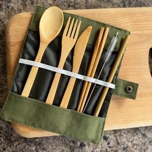 Vietnam manufacturer bamboo cutlery <b>set</b> for outdoor picnic camping sustainable travel <b>utensil</b> kit - Product Image 5
