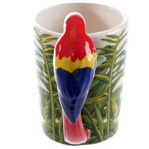 Handmade 3D Macaw Design <b>Ceramic</b> <b>Cups</b> Set of 2 200ml Capacity Ins Style Spoon Novelty Accessory for Father's Day Coffee Shops - Product Image 3