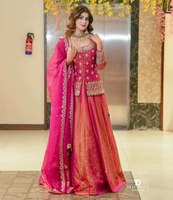 Ensemble Salwar Style Traditionnel Indien pour Femme, Chemise Décontractée, Dupatta en Fausse Fourrure Multicolore, Spécial Réception de Fête d'Hiver