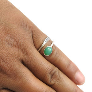 Hot Selling Trendy Design Green Chrysoprase Gemstone Genuine 925 Sterling <b>Solid</b> <b>Silver</b> Oval Shaped Handmade Rings for Women's - Product Image 3
