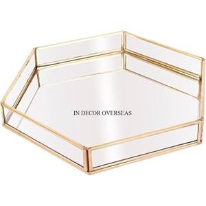 Metal chapado en oro de alta calidad estándar y espejo hecho de diseñador moderno bandeja para servir alimentos centro de mesa accesorios suministros - Product Image 4