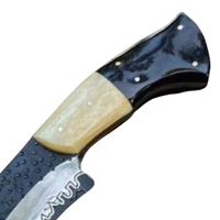 Desain baru 2025 buatan tangan kustom D2 baja pisau Bowie dengan tulang unta & tanduk banteng menangani selubung kulit Premium sempurna.
