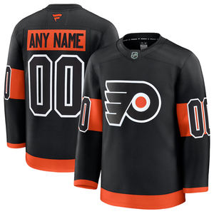 Maillot de Hockey personnalisé noir et Orange pour hommes à manches longues léger Patchwork Sportswear haut d'entraînement athlétique confortable - Product Image 1