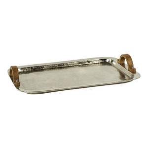 Bandeja sencilla elegante de metal en almacenamiento de alimentos de nueces de diseño de lujo con asas Bandeja de fruta seca plateada para uso regular - Product Image 6