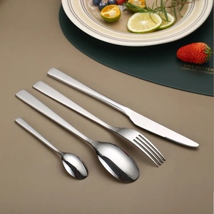 Ensemble de couverts en argent de luxe en acier inoxydable, 17 pièces, avec poignée, ensemble de vaisselle, couverts polis mats pour hôtel - Product Image 5