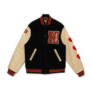 Logotipo personalizado de alta calidad Chenille bordado Patchwork Streetwear invierno Bomber Letterman hombres chaqueta de cuero Varsity para hombres - Product Image 3