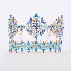 Tiara Corona Redonda con Encanto <span class=keywords><strong>Azul</strong></span> para Ganadora <span class=keywords><strong>de</strong></span> Concurso <span class=keywords><strong>de</strong></span> Belleza Miss América Universo Princesa <span class=keywords><strong>Reina</strong></span> Accesorios para el Cabello - Product Image 4