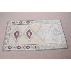 Tapis turc vintage, tapis de 2,4 x 4,3 pieds, petit tapis persan blanc - Product Image 3