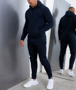 Ensemble de survêtements de sport avec logo personnalisé imprimé pour hommes Combinaison de football simple à capuche avec survêtement et veste de survêtement Logo personnalisable - Product Image 1