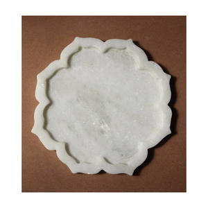 Handmade Pure Makrana Marble Decor Plate Indian Natural Shades Flower Cutting Shape Welcome Gifts for <b>Trophies</b> Medals <b>Plaques</b> - Product Image 2