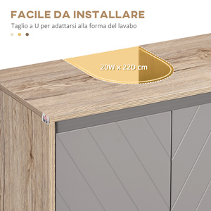HOMCOM Under <b>Sink</b> Cabinet MDF with <b>Sink</b> Cutout with 2 Doors and 2 Adjustable <b>Shelves</b>, 60 x 30 x 60cm - Product Image 4