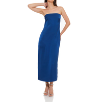 Robe de soirée longue en satin tissé style OEM/ODM, taille naturelle, fermetures éclair, haute qualité, logo personnalisé, 100 % polyester