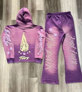 Chándales con estampado de soplo de talla grande de la mejor calidad, conjuntos de chándal, sudaderas con capucha y pantalones acampanados, chándal transpirable Unisex - Product Image 4