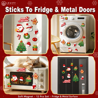 Aimants de réfrigérateur Décorations de Noël Autocollants magnétiques Nouveauté 2026 Écussons magnétiques motif renne dessin animé Design arbre de Noël