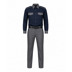 Custom Navy Grey Long Sleeve <b>Security</b> Guard Uniform Shirt <b>Trouser</b> Set with Belt for Corporate Facility Team Wholesale OEM Supply - Product Image 1