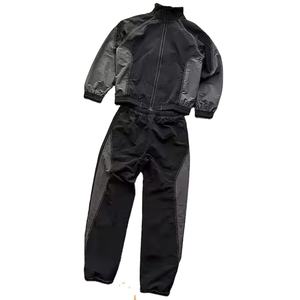 Zip up <b>Nylon</b> Jacket and Pants Two Piece <b>Jogger</b> Polyester Tracksuits Patchwork Custom <b>Nylon</b> Windbreaker Tracksuit Set - Product Image 1