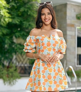 Vestido con estampado floral de algodón indio ecológico hecho a mano para mujer estilo informal fiesta boda luna de miel-novia personalizada Natural - Product Image 1