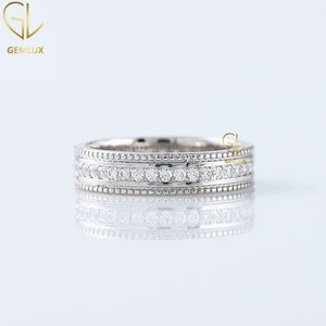 Elegante banda de eternidad anillo de mujer VVS1 claridad Labgrown corte redondo diamante 18K oro blanco Milgrain anillo de eternidad completo - Product Image 2
