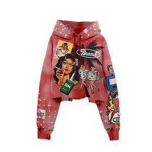 กางเกงวอร์มพร้อมฮู้ดสำหรับผู้ชายเสื้อครอปทำจากผ้าเกล็ดปลาทำจากเทอร์รี่แนวสตรีทแวร์ออกแบบได้ตามต้องการ - Product Image 4